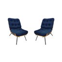 Ver imagem 1 de Kit 02 Poltronas Costela Suede Azul Marinho