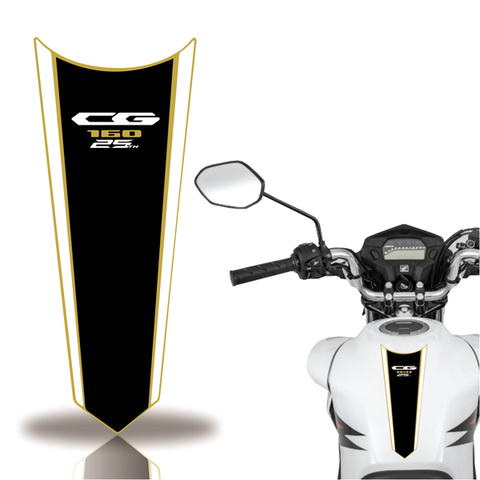 Adesivo Faixa Gravata Tanque Moto Cg 160 150 Titan Fan Cobra Motoparts 160 Preto Dourado