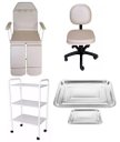 Ver imagem 1 de Kit Podologia Bege Cadeira Maca Mocho Carrinho e Bandejas Fiscomed Kit para Podologia