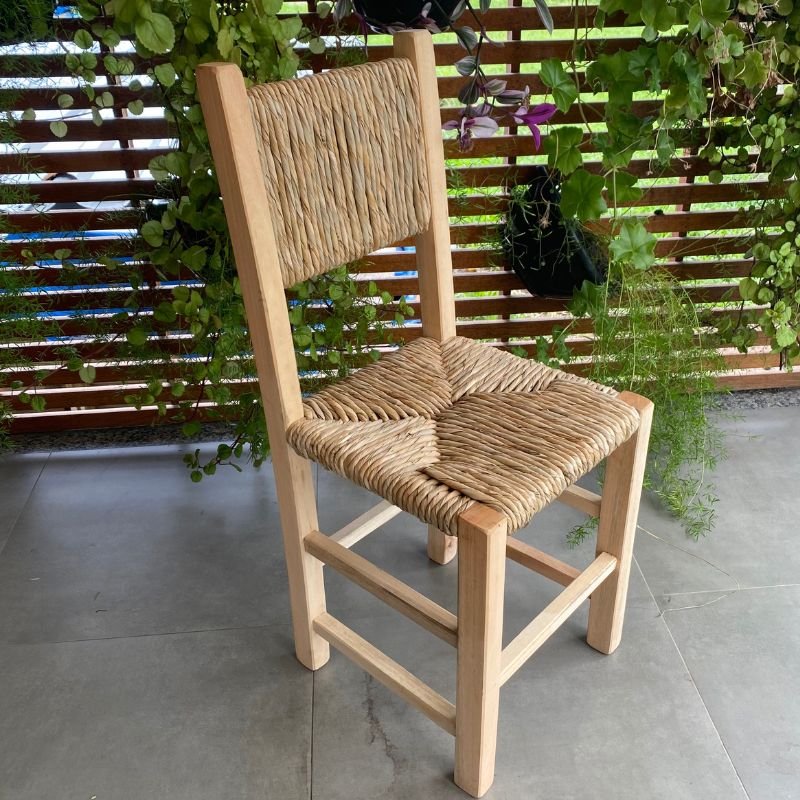 Cadeira de Madeira com Assento e Encosto de Palha:sem Pintura - 8
