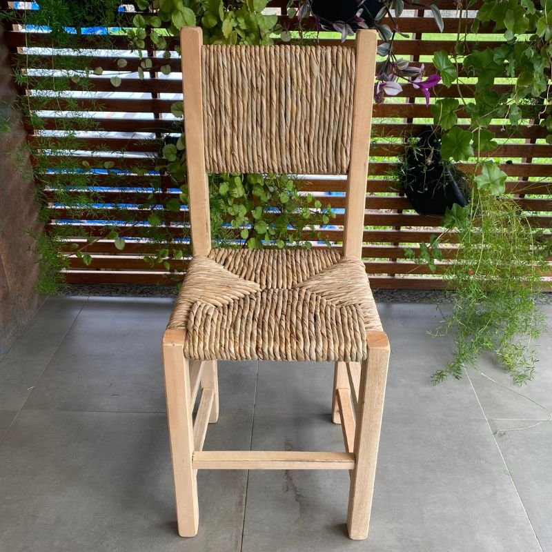 Cadeira de Madeira com Assento e Encosto de Palha:sem Pintura - 1