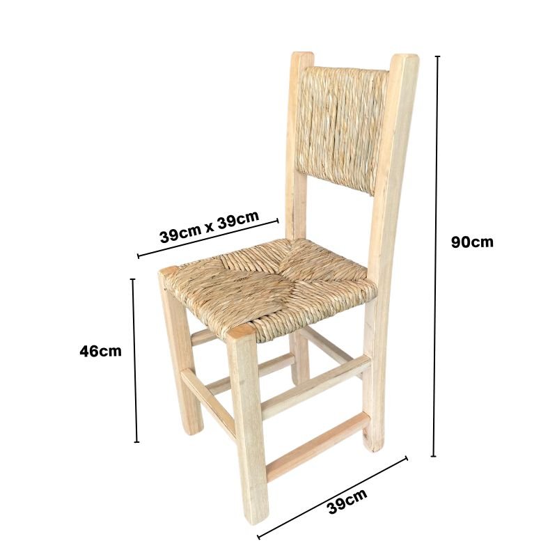 Cadeira de Madeira com Assento e Encosto de Palha:sem Pintura - 6