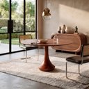Ver imagem 2 de Mesa Redonda Mahal 4 Lugares Base Madeira Maciça Tampo com Lâmina Natural 120 cm Cor Castanho