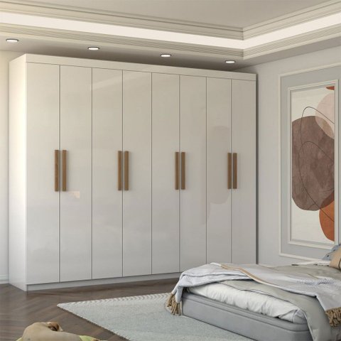 Guarda-roupa Casal Nirvana 8 Portas 4 gavetas Branco - Panorama Móveis