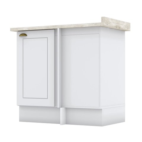 Balcão Canto Reto 01 Porta Americana Branco Calcare Henn