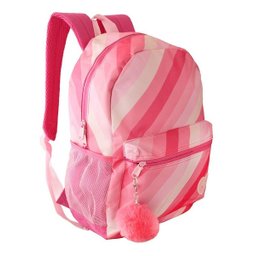 Mochila Menina Escolar Juvenil Tons Pastéis Feminina Costas Rosa Com Chaveiro - 1
