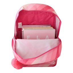 Mochila Menina Escolar Juvenil Tons Pastéis Feminina Costas Rosa Com Chaveiro - 3