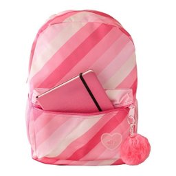 Mochila Menina Escolar Juvenil Tons Pastéis Feminina Costas Rosa Com Chaveiro - 2