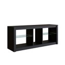 Ver imagem 1 de Rack para Tv Preto Gamer 55 Polegadas 2 Prateleiras Vidro Led Rgb Cor:preto