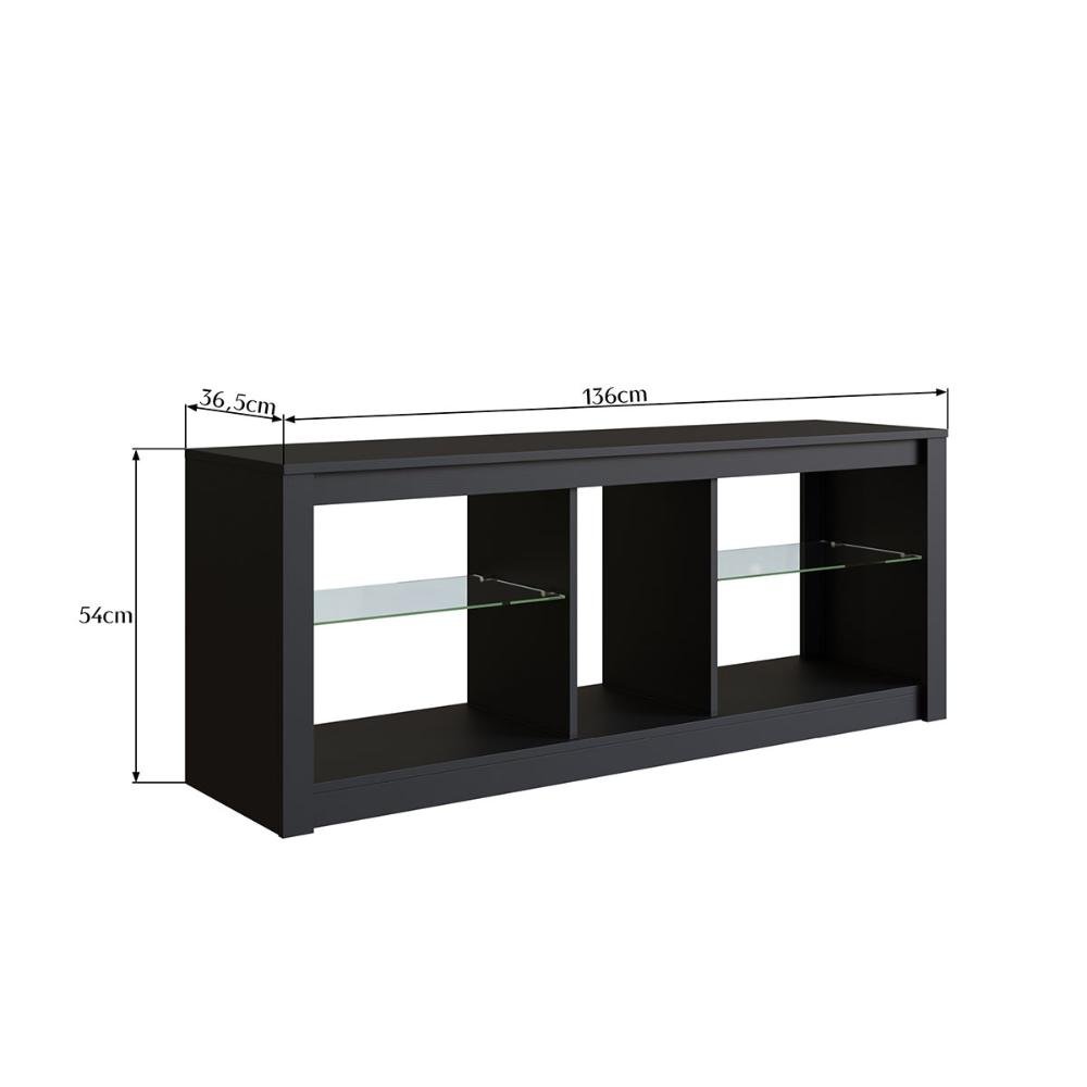 Rack para Tv Preto Gamer 55 Polegadas 2 Prateleiras Vidro Led Rgb Cor:preto - 6