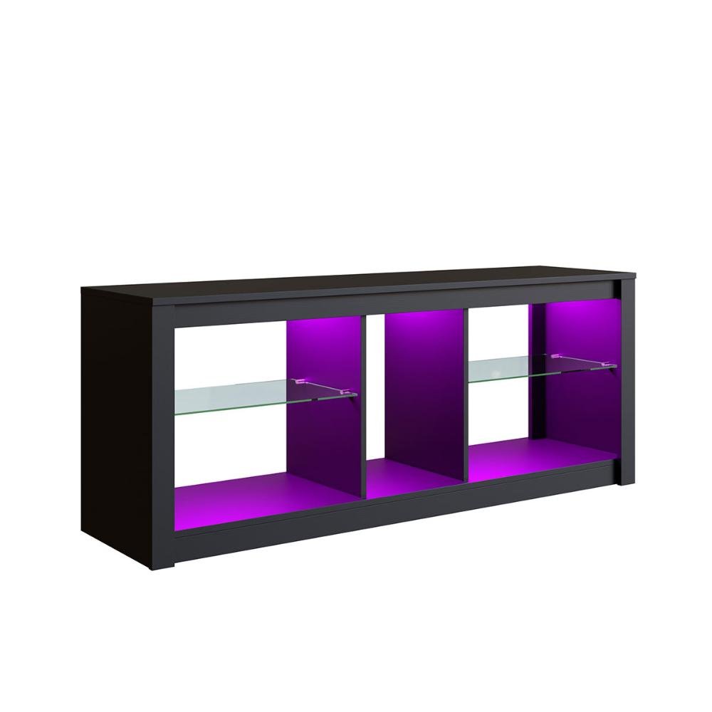 Rack para Tv Preto Gamer 55 Polegadas 2 Prateleiras Vidro Led Rgb Cor:preto - 4