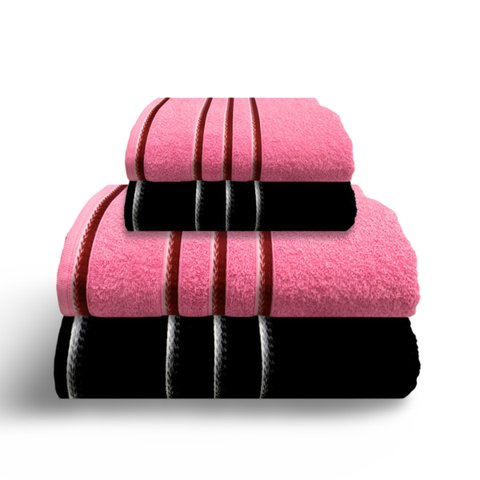 Jogo de Toalha 4 Peças - Felpuda - Mônaco - 100% Algodão - Margex Cor: Preto / Rosa