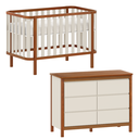 Ver imagem 2 de Conjunto Berço 2 em 1 Vira Mini Cama e Cômoda Areia com Nogueira Linha Softy