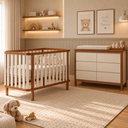 Ver imagem 1 de Conjunto Berço 2 em 1 Vira Mini Cama e Cômoda Areia com Nogueira Linha Softy