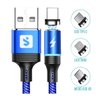 Cabo Magnético 3 em 1 para Celular 2.4A Lightning + USB Tipo C + Micro USB V8 1 metro Azul SX-B16-3 - 3
