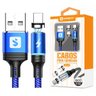 Cabo Magnético 3 em 1 para Celular 2.4A Lightning + USB Tipo C + Micro USB V8 1 metro Azul SX-B16-3 - 2