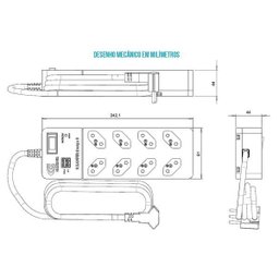 Dps Clamper + Filtro de Linha 2 Usb 8 T 10A Proteção Contra Surtos Iclamper Bivolt Transparente - 3