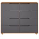 Ver imagem 1 de Cômoda para Quarto Double 8 Gavetas 136cm Nature-titanium (flex) Móveis Albatroz