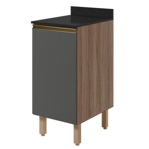 Balcão com Tampo 1 Porta MDF 40 cm Kali 1221822 Carvalho Toq Chumbo Nicioli