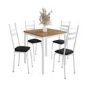 Ver imagem 2 de Conjunto Sala de Jantar Mesa Quadrada 90cm Tampo BP com 4 Cadeiras Adriana Branco/Preto/Demolição