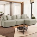 Ver imagem 1 de Sofá 4 Lugares com Chaise Direito Sala Living 288cm Arlo F04 Veludo Bege - Lyam Decor