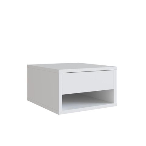 Mesa de Cabeceira Suspensa Emovell Slim B87 1 Gaveta Branco MDP com Nicho e Corrediça Telescópica
