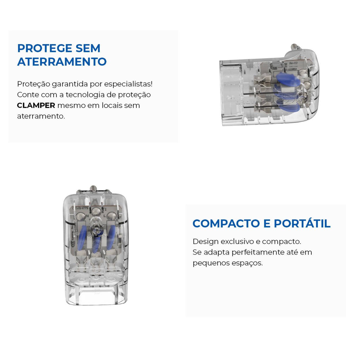 Iclamper Pocket 3 Pinos 10A Proteção Contra Surtos Elétricos Dps Clamper 3P Transparente 010199 - 5