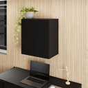 Ver imagem 1 de Armário Aéreo Escritório 60cm X 36cm 2 Portas F5 Office Cor:preto