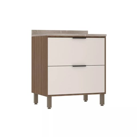 Balcão Cozinha 2 Gavetões 80 C/ Tampo - Módulo Cozinha Aspen - Luciane 0403:vanilla / Beige