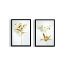 Ver imagem 1 de Kit 2 Quadros Decorativos para Sala Folhagem Dourada com Moldura Grande