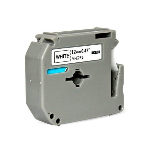 Fita para Rotulador 12Mm x 8M Marca x-Full Branco/Preto Referência M-K231 M231 Mk231 para Pt-70 Pt-80