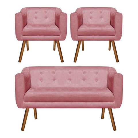 Kit Sofá Namoradeira 02 Lugares e 02 Poltronas Júlia Rose