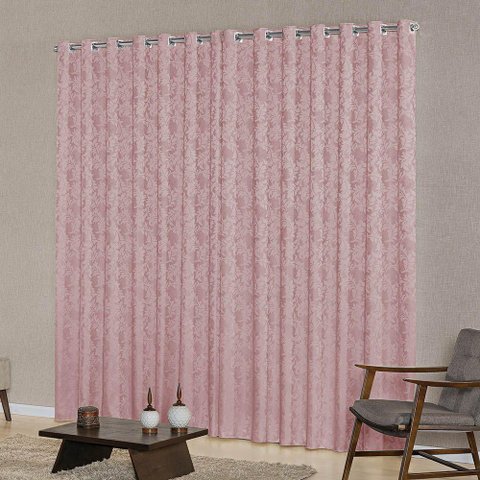 cortina sala jacquard tecido semi blackout rose 5,00x2,80