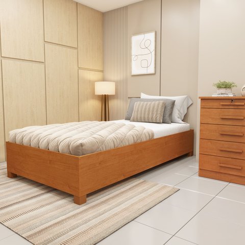 Cama Solteiro em MDP 94cm x 193cm Grecia Yescasa Marrom/Cinamomo