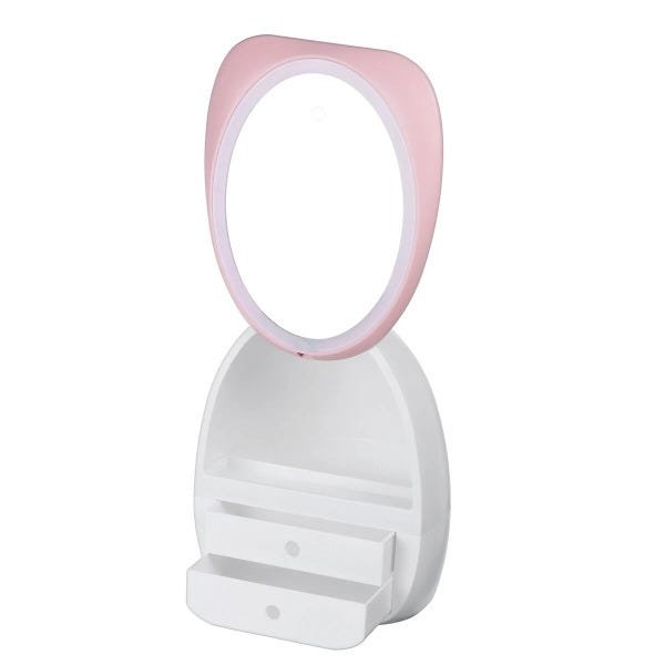 Espelho LED Armazenamento de Cosméticos Caixa Maquiagem Organizador de mesa de joias Caso Gaveta USB - 3