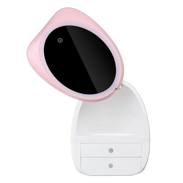 Espelho LED Armazenamento de Cosméticos Caixa Maquiagem Organizador de mesa de joias Caso Gaveta USB - 4