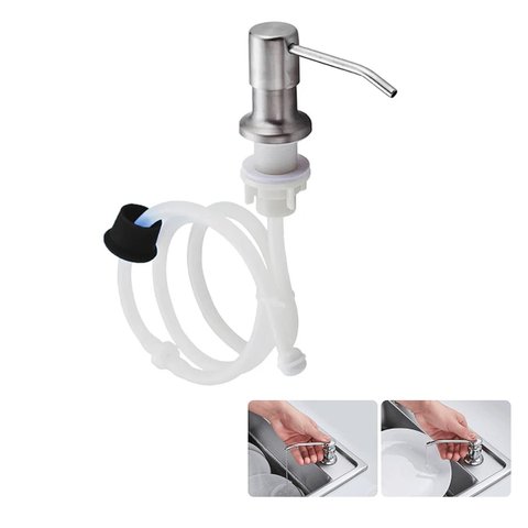 Dispenser Sabao Detergente Sabonete Liquido Mangueira Pia Cuba Cozinha Banheiro Embutir Dosador Supo