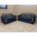 Ver imagem 1 de Sofá 2 e 3 Lugares Preto com Floral 601/17 Viena