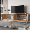Ver imagem 4 de Rack Buriti Ripado Real 160cm 2 Portas para TV até 65 Polegadas, Pés em Madeira Maciça