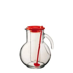 Kufra Jarra em Vidro com Porta Gelo 2215 ml - com Tampa Vermelha - Bormioli Rocco - 1