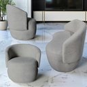Ver imagem 1 de Kit Namoradeira + 2 Poltronas Decorativa Beatriz Orgânica Bouclé Cinza Claro