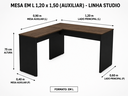 Ver imagem 4 de Mesa em L 1200 x 1500 mm Auxiliar - Linha Studio: Nogueira Lamina/Preto