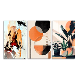 Quadros Decorativos Abstrato Geométrico Folhagem Moderno Sala - 3