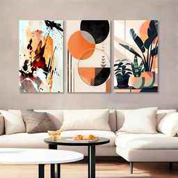Quadros Decorativos Abstrato Geométrico Folhagem Moderno Sala - 2