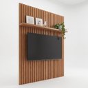 Ver imagem 2 de Painel Ripado para TV 80 Polegadas 250CMX179CM 100% MDF em Placa com Prateleira Marrom