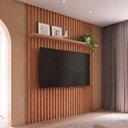 Ver imagem 1 de Painel Ripado para TV 80 Polegadas 250CMX179CM 100% MDF em Placa com Prateleira Marrom