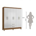 Ver imagem 7 de Guarda Roupa 6 Portas 2 Gavetas Branco/castanho Panamá Moval Móveis 182x153x47