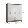 Guarda Roupa 6 Portas 2 Gavetas Branco/castanho Panamá Moval Móveis 182x153x47 - 6