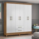 Ver imagem 1 de Guarda Roupa 6 Portas 2 Gavetas Branco/castanho Panamá Moval Móveis 182x153x47