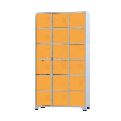 Armário Roupeiro De Aço 18 Portas Para Vestiário Academia Locker Laranja